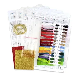 Kreuzstich-Set "Weihnachtsbaum mit Geschenken. Set mit 3 Szenen + Ständer" SR-945