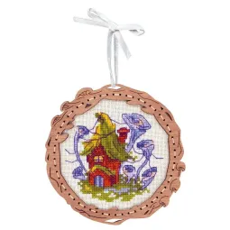 Вышивка крестом на деревянной основе "Миниатюра. Болотный дом" SO-105