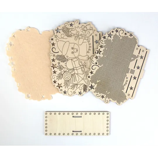 Вышивка крестиком на деревянной основе "Салфетница "Новый год наступает" SO-096