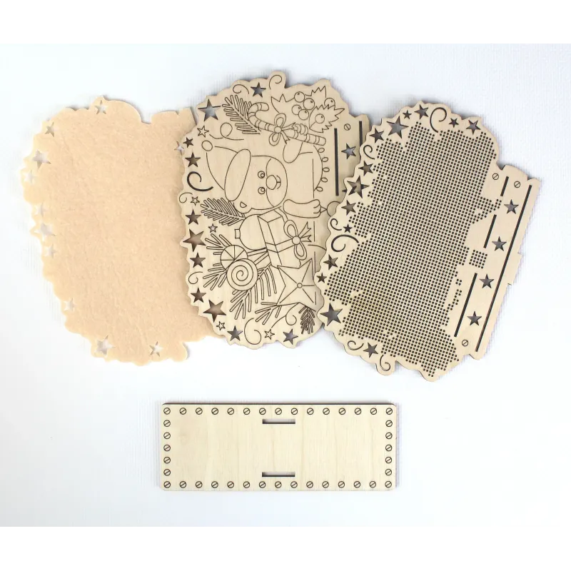 Вышивка крестиком на деревянной основе "Салфетница "Новый год наступает" SO-096