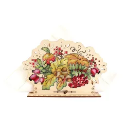 Cross-stich on wooden base "Napkin holder “Autumn Bouquet” SO-091