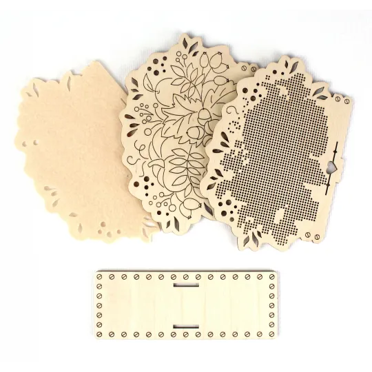 Point de croix sur base en bois "Porte-serviette Bouquet d'automne" SO-091