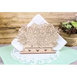 Вышивка крестом на деревянной основе "Держатель для салфеток" "Цветочная композиция" SO-090