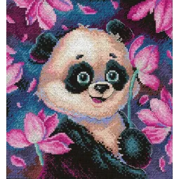 Kryželiu siuvinėjimo rinkinys „Romantiška panda“ SNV-831