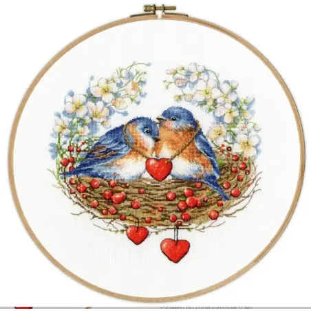 Kit de broderie oiseaux dans le nid 30x30 cm s / rs024