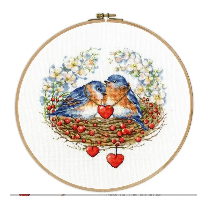 Kit de broderie oiseaux dans le nid 30x30 cm s / rs024