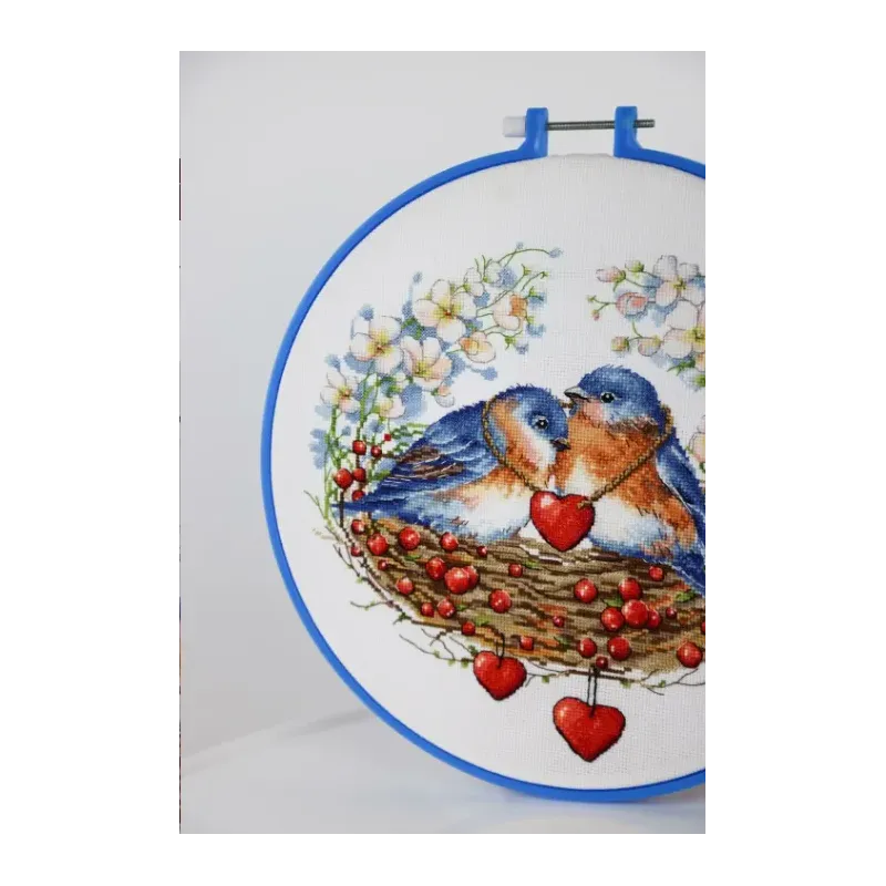 Kit de broderie oiseaux dans le nid 30x30 cm s / rs024