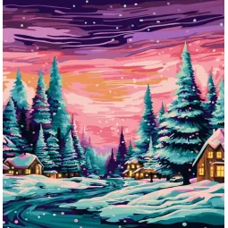 Piešimas pagal skaičius rinkinys „Žiemos kaimelis“ 40x50 cm W048 0125