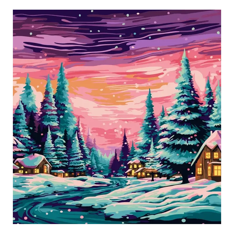 Piešimas pagal skaičius rinkinys „Žiemos kaimelis“ 40x50 cm W048 0125
