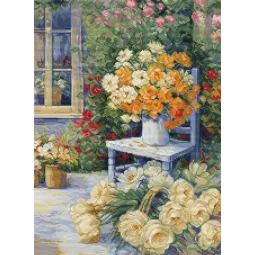 Kryželiu siuvinėjimo rinkinys "Garden Corner" 27x36,5cm SBU5056