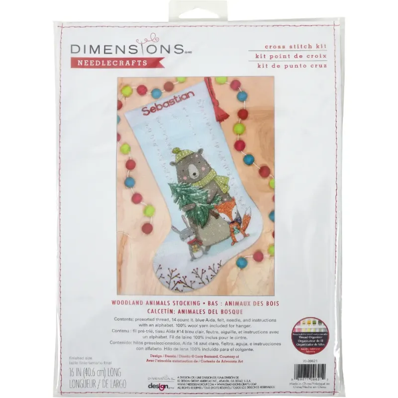 Kit de point de croix Bas de Noël Animaux de la forêt D70-09621