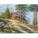Набор для вышивания крестиком "Красная хижина в лесу" 30x39,5 SK254