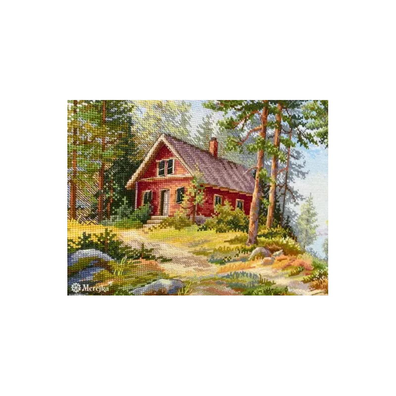 Набор для вышивания крестиком "Красная хижина в лесу" 30x39,5 SK254