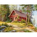 Набор для вышивания крестиком "Красная хижина в лесу" 30x39,5 SK254