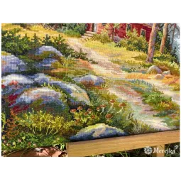 Cross stitch kit "Red Cabin in the Woods" 30x39,5 SK254