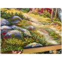 Kit point de croix "Cabane rouge dans les bois" 30x39,5 SK254