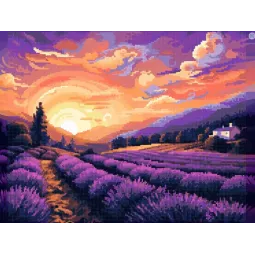 Diamantmalerei mit Keilrahmen "Lavendel im Sonnenuntergang" 30x40 cm VA806