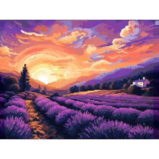 Diamantmalerei mit Keilrahmen "Lavendel im Sonnenuntergang" 30x40 cm VA806