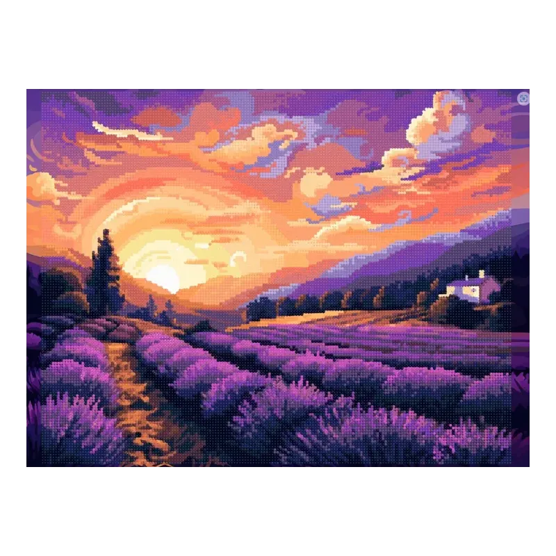 Peinture Diamant avec châssis "Lavande au coucher du soleil" 30x40 cm VA806