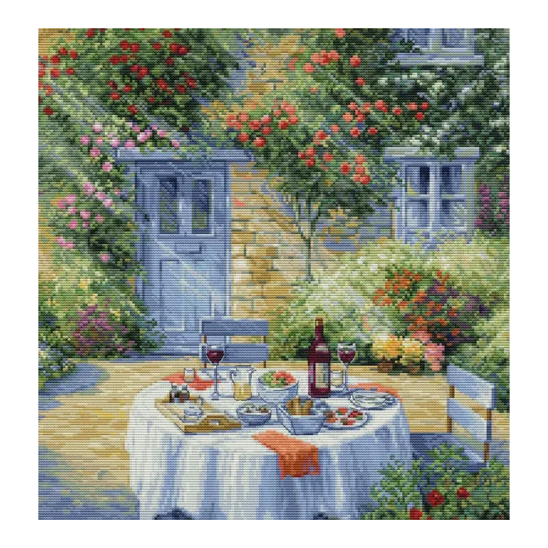 Kit de Point de Croix "Jardin Romantique" 31x32cm SBU5055