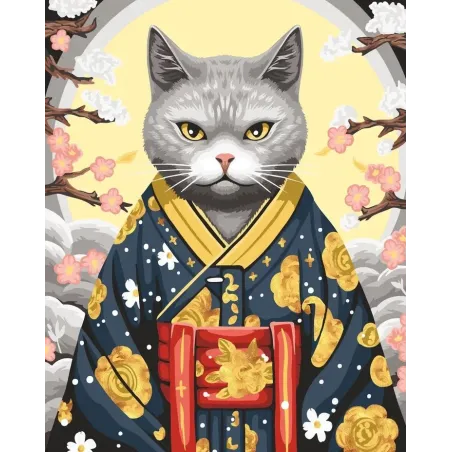 Malen nach Zahlen Kit "Katze im Kimono" 40x50 cm W033 0425