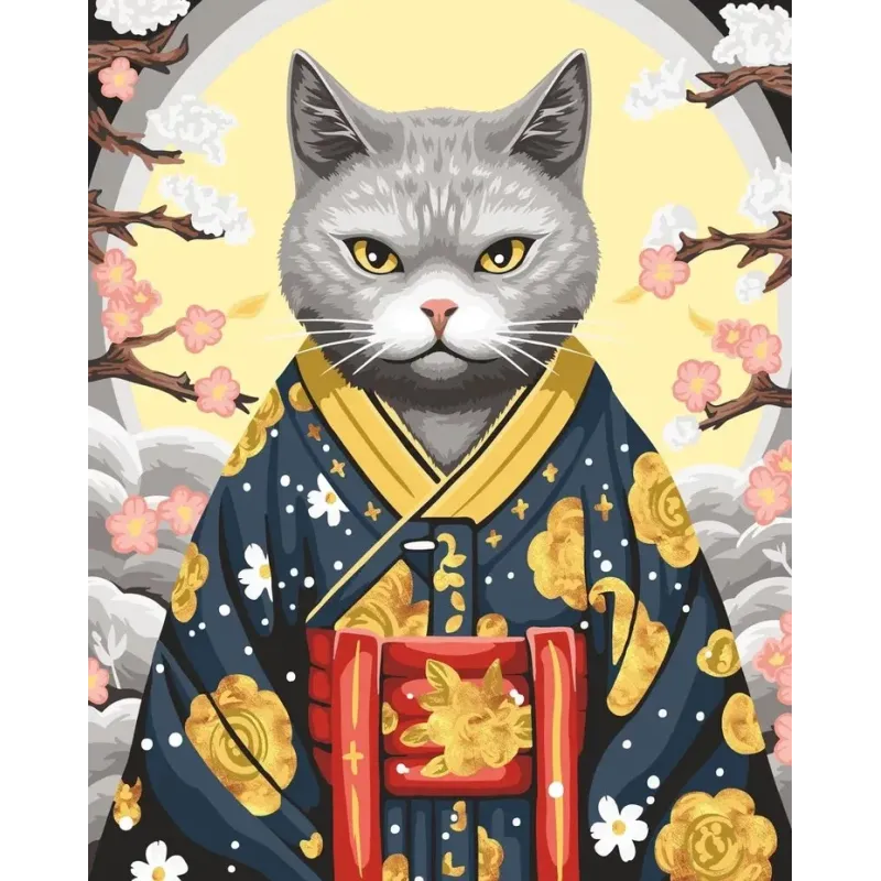 Malen nach Zahlen Kit "Katze im Kimono" 40x50 cm W033 0425