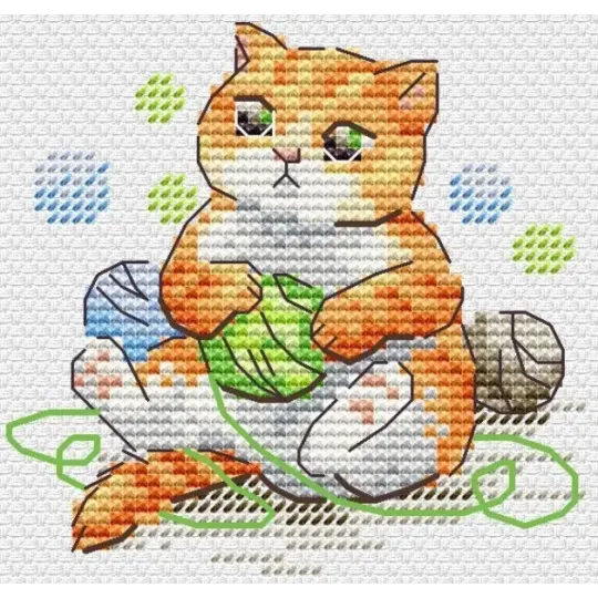 Wasserlöslicher Leinwand-Kreuzstichpackung "Süße Katze" SV-812
