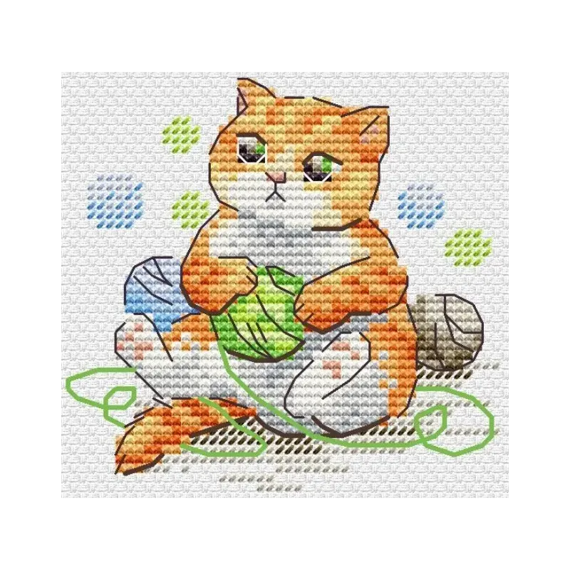 Kit de point de croix sur toile soluble "Chat mignon" SV-812