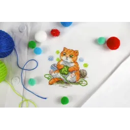 Water-soluble canvas cross stitch kit "Cute cat" SV-812