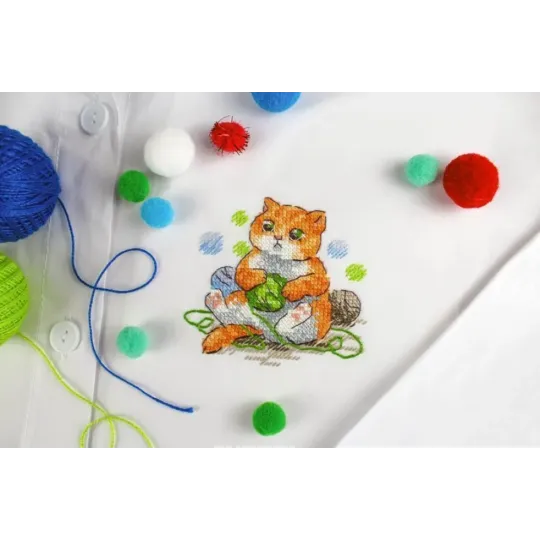 Wasserlöslicher Leinwand-Kreuzstichpackung "Süße Katze" SV-812