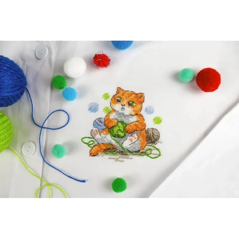 Wasserlöslicher Leinwand-Kreuzstichpackung "Süße Katze" SV-812