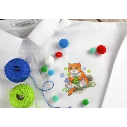 Water-soluble canvas cross stitch kit "Cute cat" SV-812