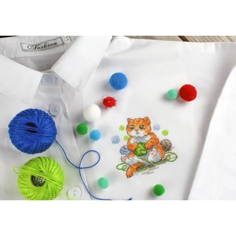 Wasserlöslicher Leinwand-Kreuzstichpackung "Süße Katze" SV-812