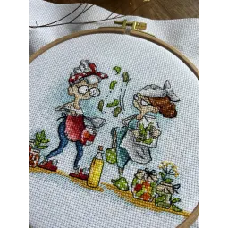 Набор для вышивания крестом "Бабушки с огурцами" SANB-18