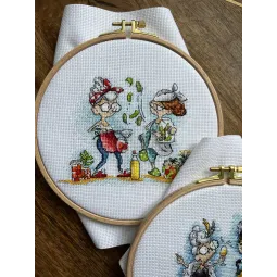 Kryželiu siuvinėjimo rinkinys "Močiutės su agurkais" SANB-18