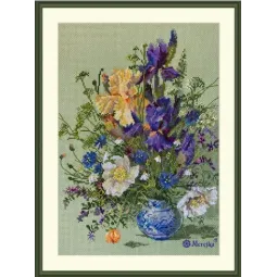 Kit de point de croix "Iris et fleurs sauvages" 25x35 SK249