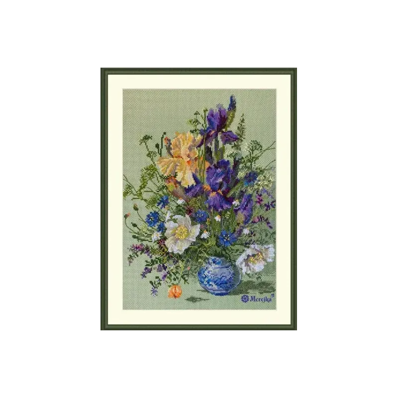 Kit de point de croix "Iris et fleurs sauvages" 25x35 SK249
