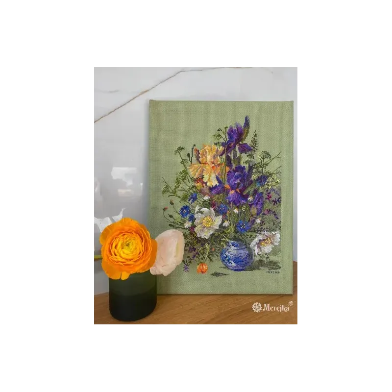 Kit de point de croix "Iris et fleurs sauvages" 25x35 SK249