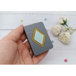 Wooden needle case. Turquoise rhombus KF056/107