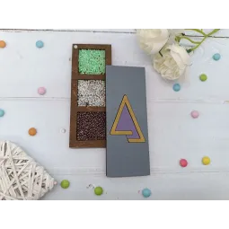 Wooden box for beads. Purple triangle KF027/106