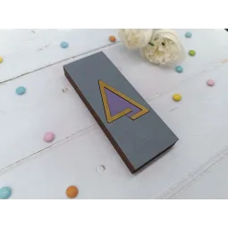 Wooden box for beads. Purple triangle KF027/106