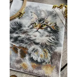 Kit de point de croix "Chat gris" SAND-33