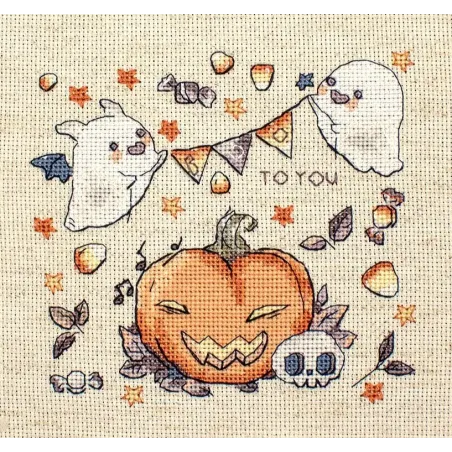 Kit de point de croix compté "Boo To You" 15x14cm SLETIL8814
