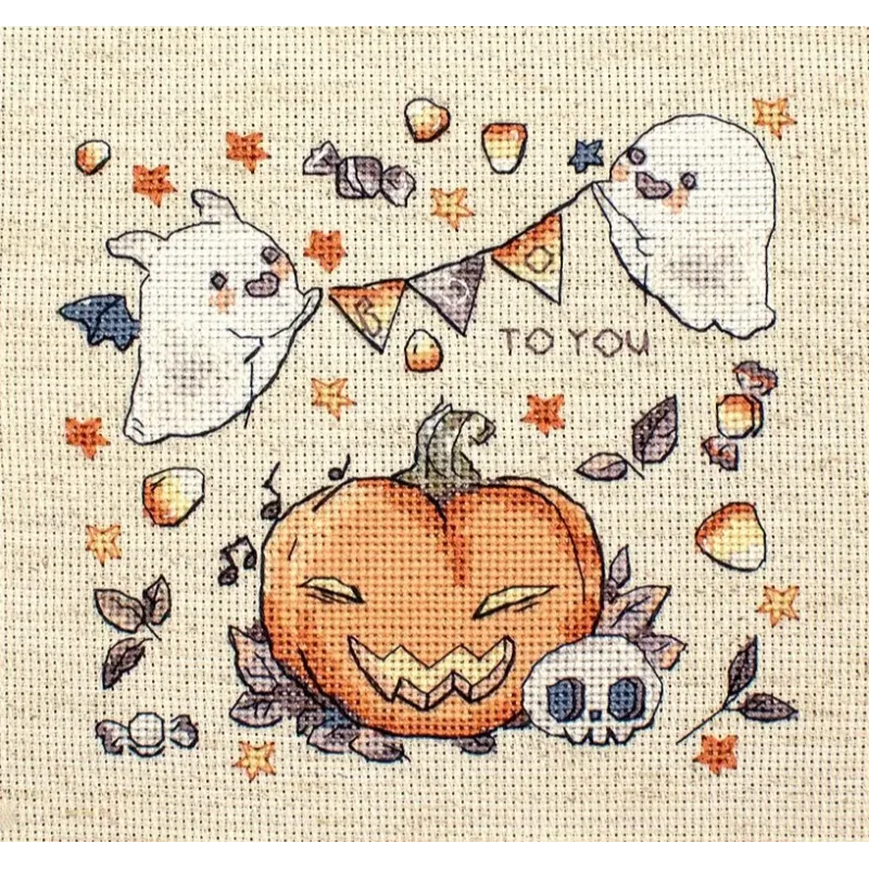 Kit de point de croix compté "Boo To You" 15x14cm SLETIL8814