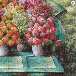 Kryželiu siuvinėjimo rinkinys „Parduodamos gėlės“ 22x30 cm D70-35440