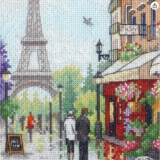 Kit de point de croix "Scène de Paris" 38x27 cm D70-35438