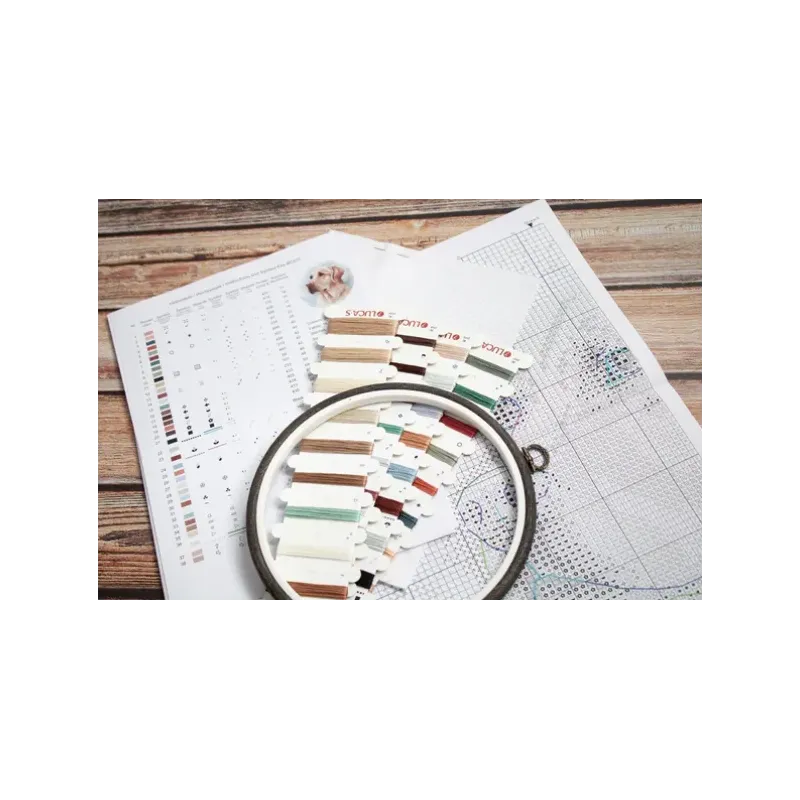 Kit point de croix avec cercle inclus Le Labrador 16x16cm SBC211