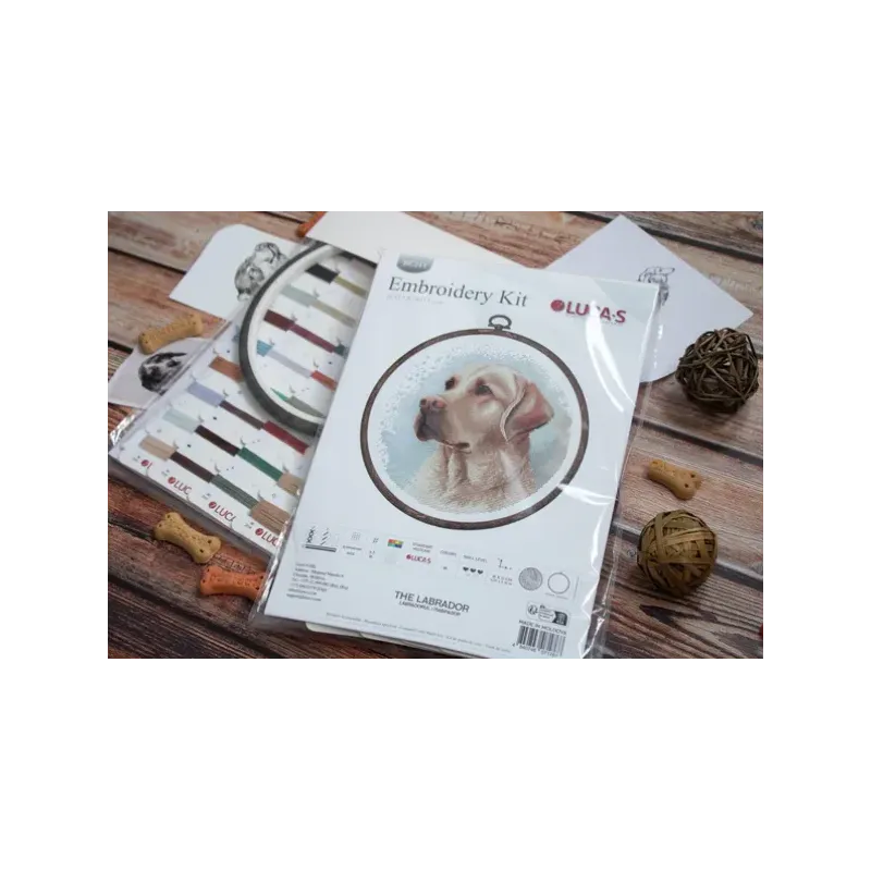 Kit point de croix avec cercle inclus Le Labrador 16x16cm SBC211