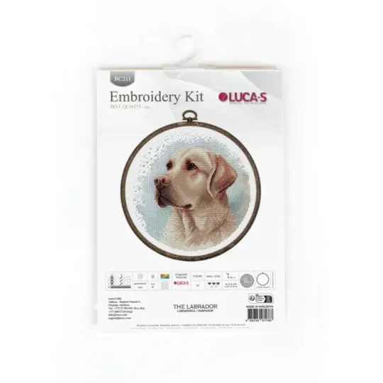 Kreuzstich-Set mit enthaltenem Stickrahmen The Labrador 16x16cm SBC211