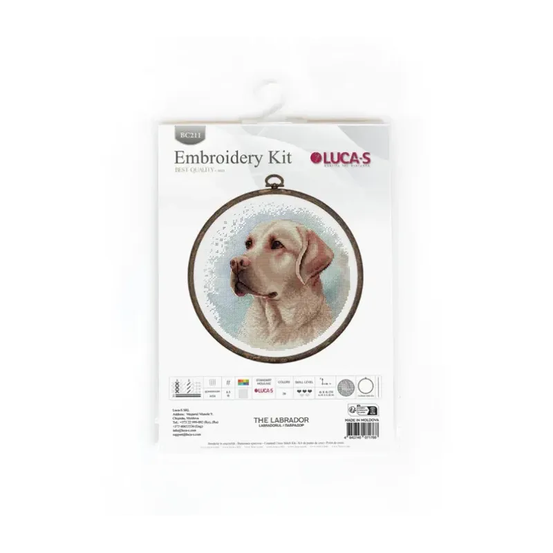 Kreuzstich-Set mit enthaltenem Stickrahmen The Labrador 16x16cm SBC211
